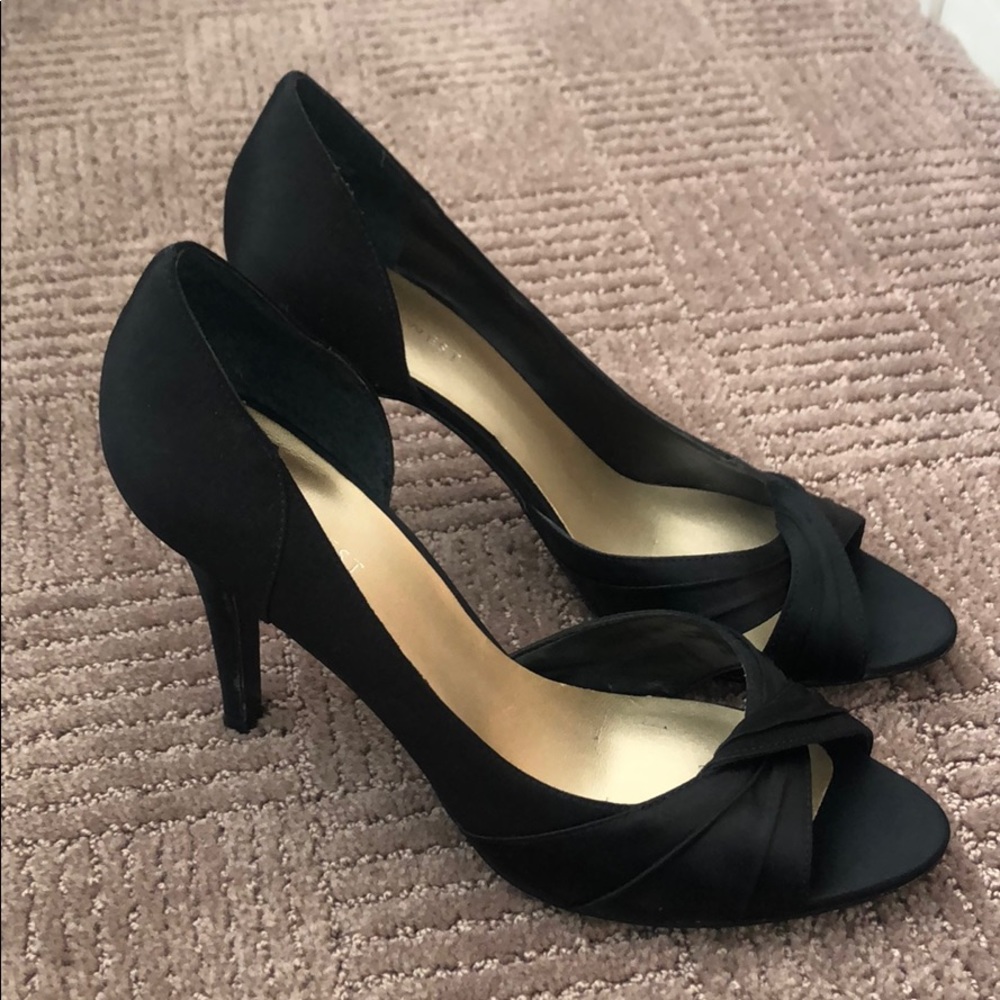 Black Peep Toe Stiletto Heels